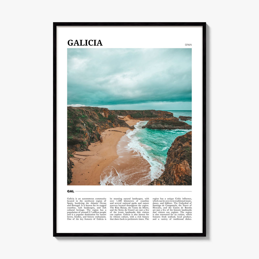 Galicia Travel Poster, framed poster mockup