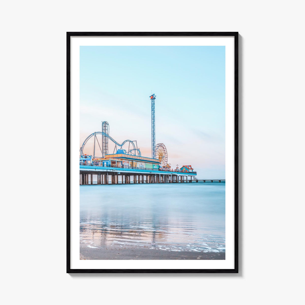 Galveston colorful photo poster of Texas, USA – vertical wall art, unframed print shown in interior mockup