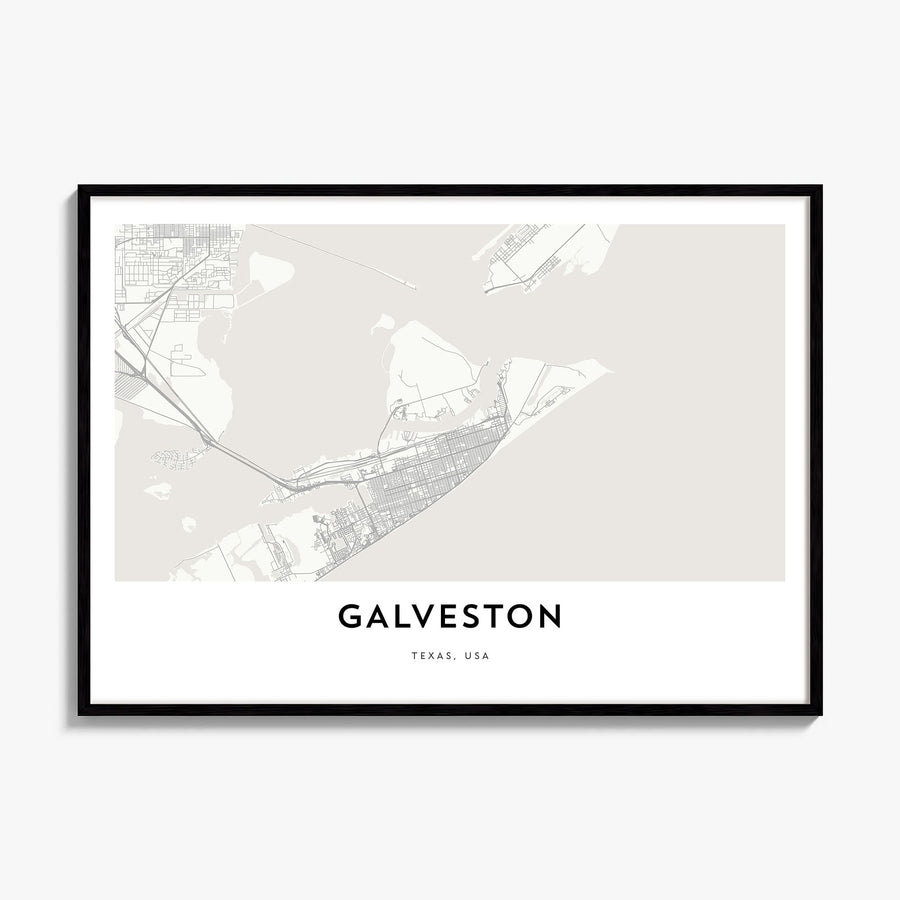 Galveston Map Poster, framed poster mockup