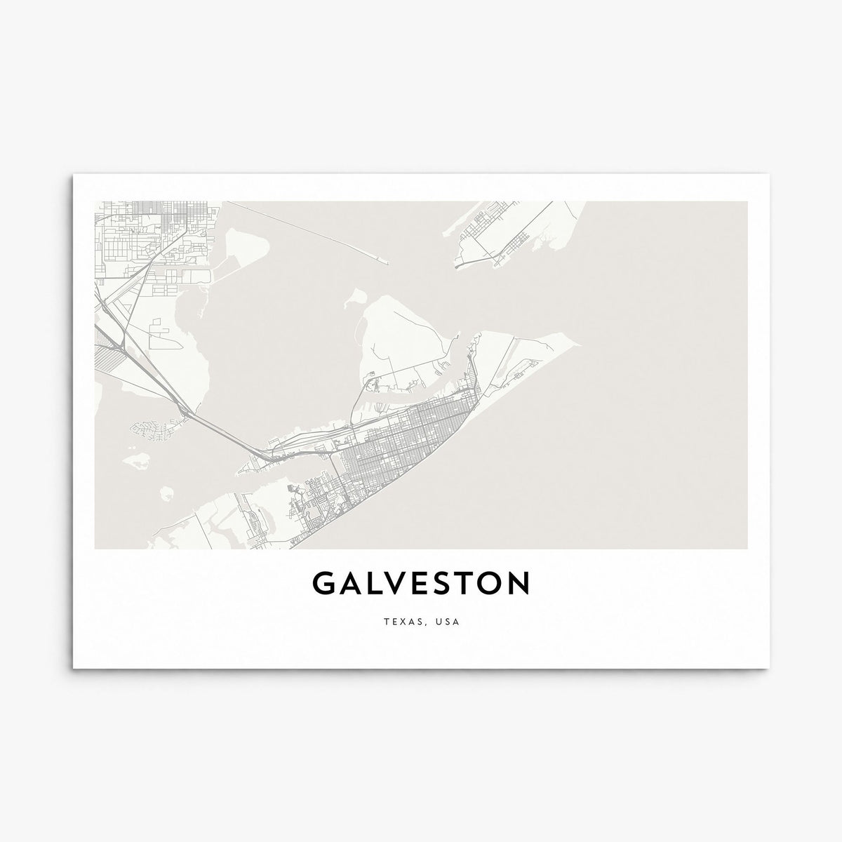 Galveston Map Poster, print only (unframed)