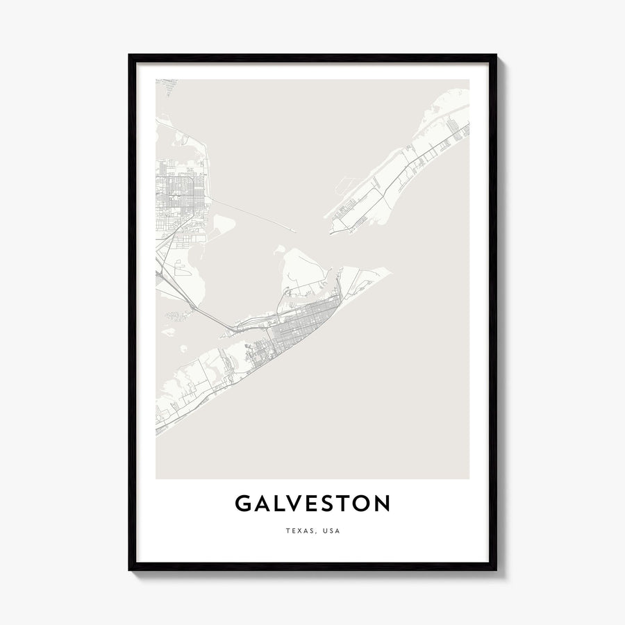 Galveston Map Poster, framed poster mockup
