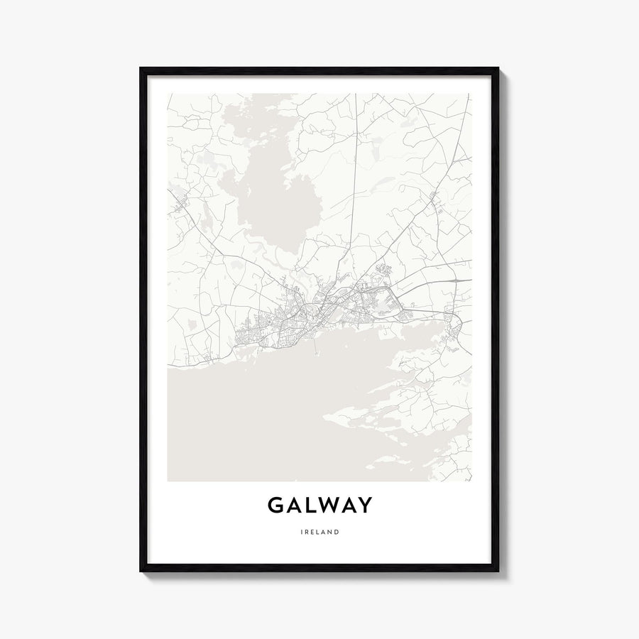 Galway black & white map poster of Ireland – vertical wall art, unframed print shown in interior mockup