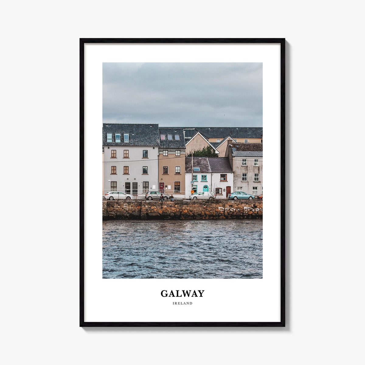 Galway colorful classic poster of Ireland – vertical wall art, unframed print shown in interior mockup