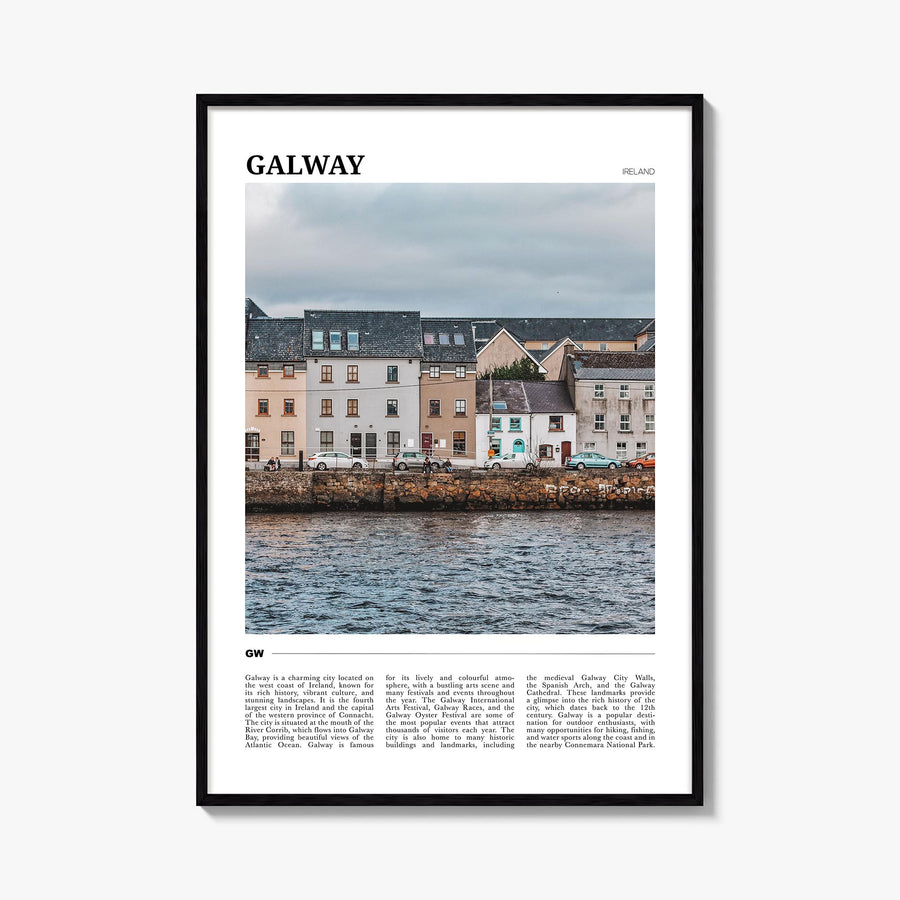 Galway colorful travel poster of Ireland – vertical wall art, unframed print shown in interior mockup