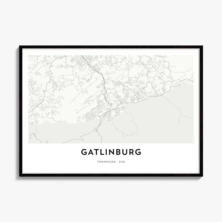 Gatlinburg Map Poster, framed poster mockup