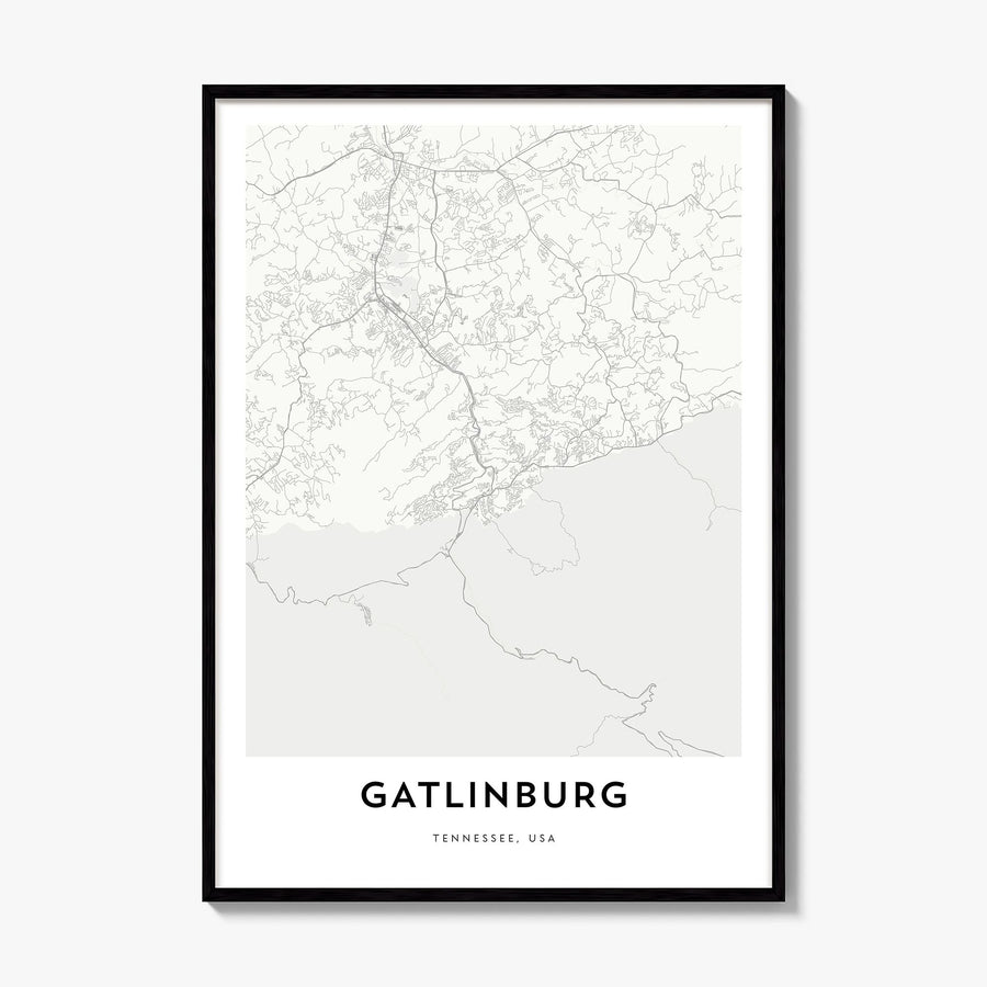 Gatlinburg Map Poster, framed poster mockup