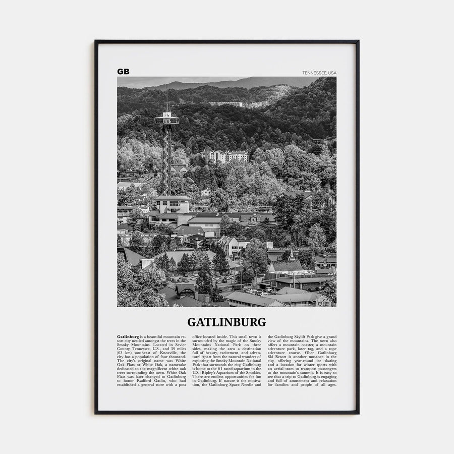 Gatlinburg Poster None / 8x12 in Nbourhood Travel B&W Poster