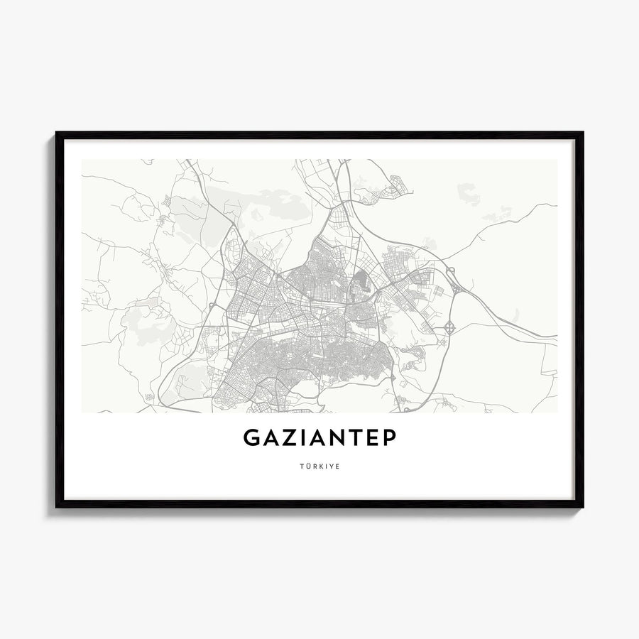 Gaziantep Map Poster, framed poster mockup