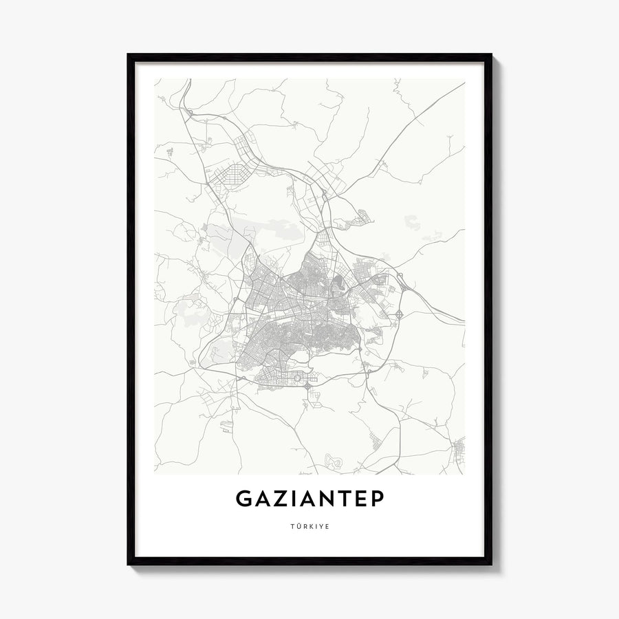 Gaziantep Map Poster, framed poster mockup