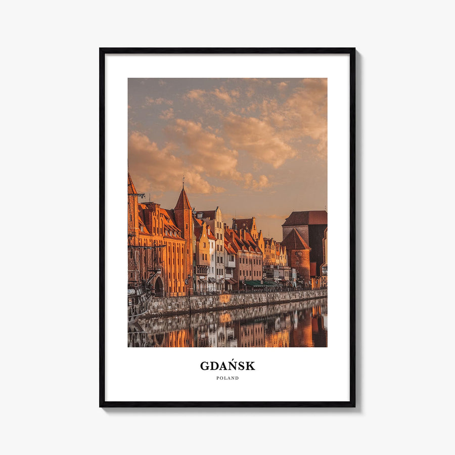 Gdańsk colorful classic poster of Poland – vertical wall art, unframed print shown in interior mockup