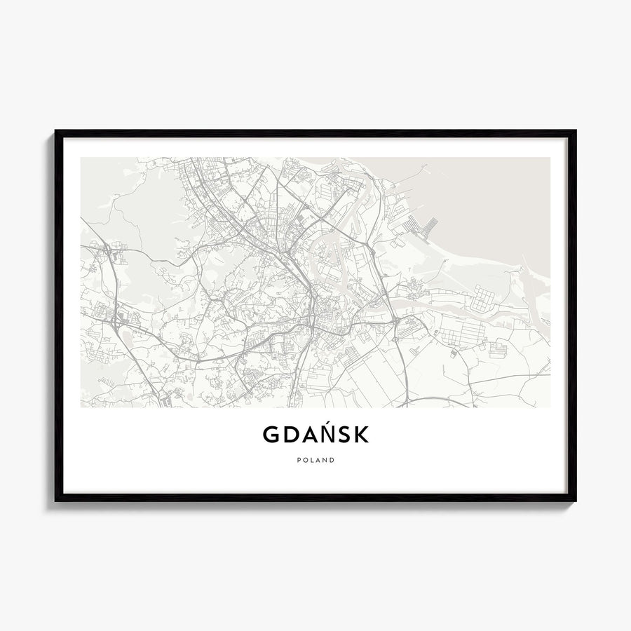 Gdańsk Map Poster, framed poster mockup