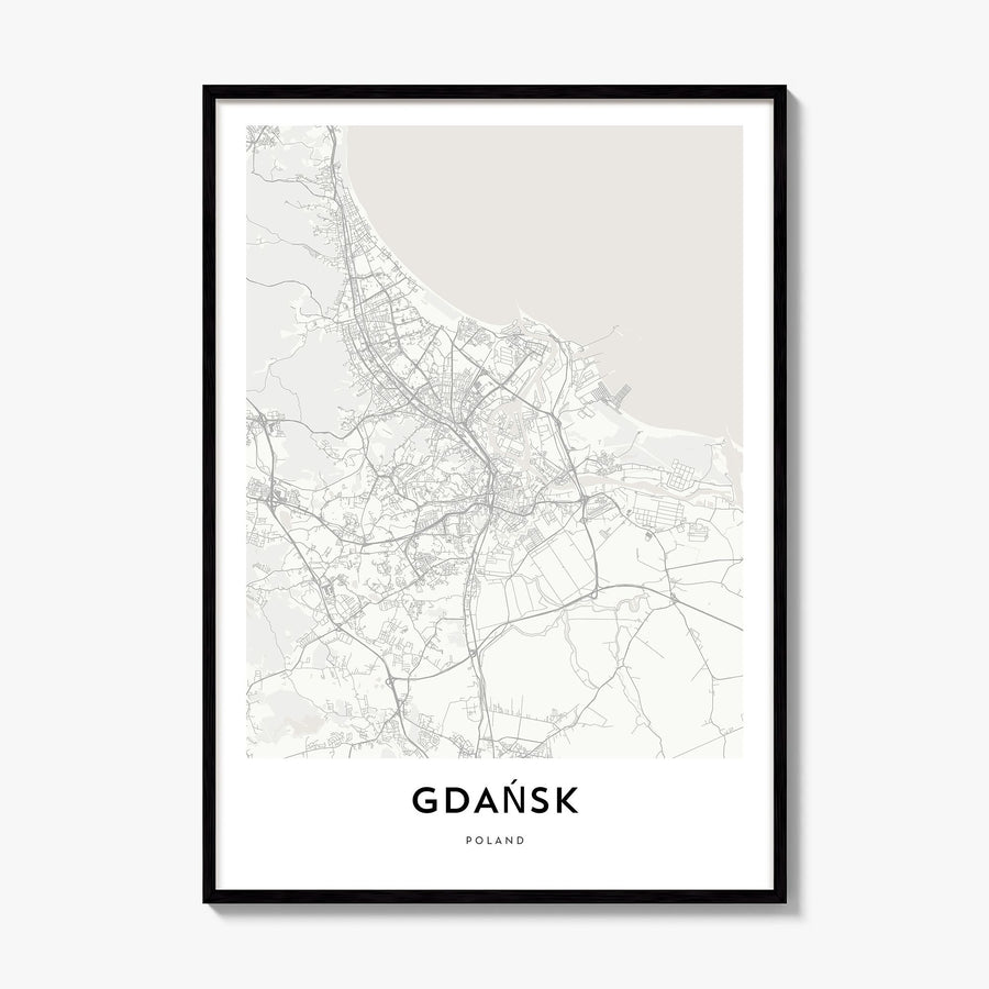 Gdańsk Map Poster, framed poster mockup