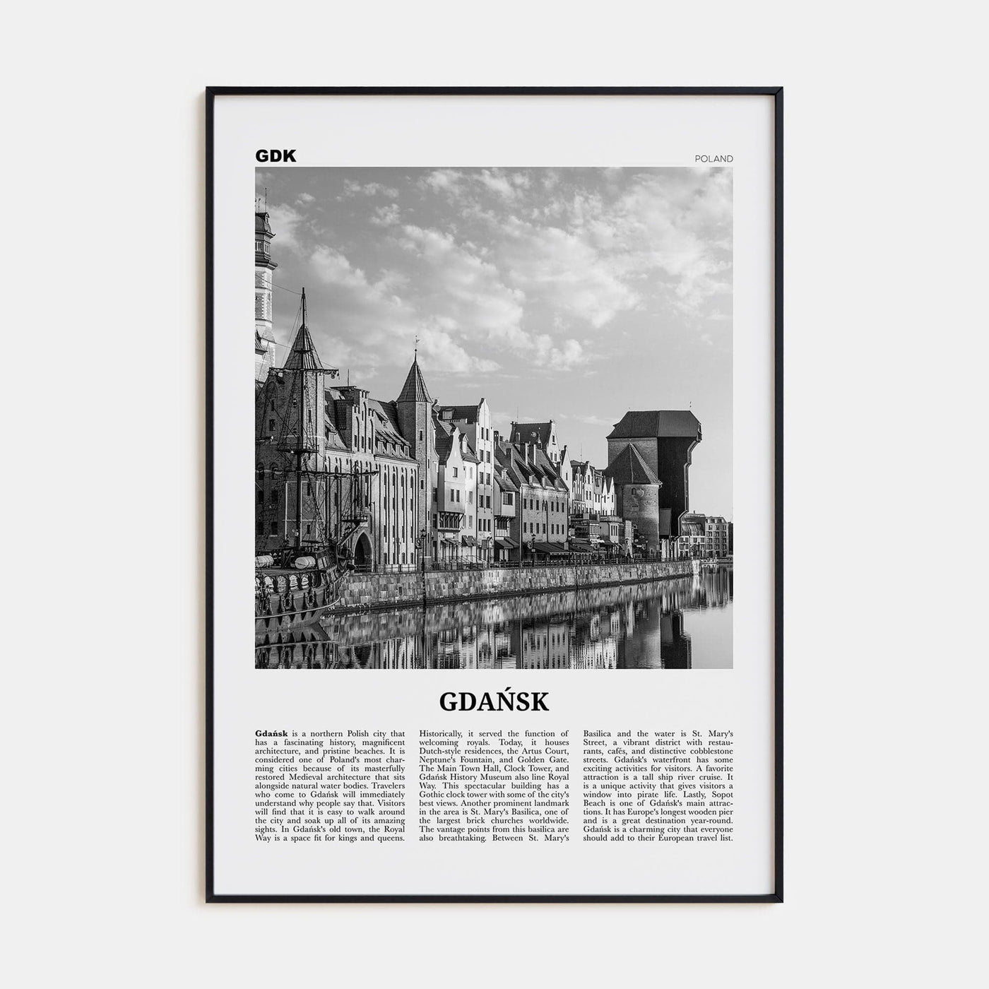 Gdańsk No 1 Poster None / 8x12 in Nbourhood Travel B&W Poster