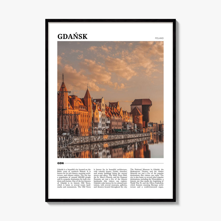 Gdańsk Travel Poster, framed poster mockup