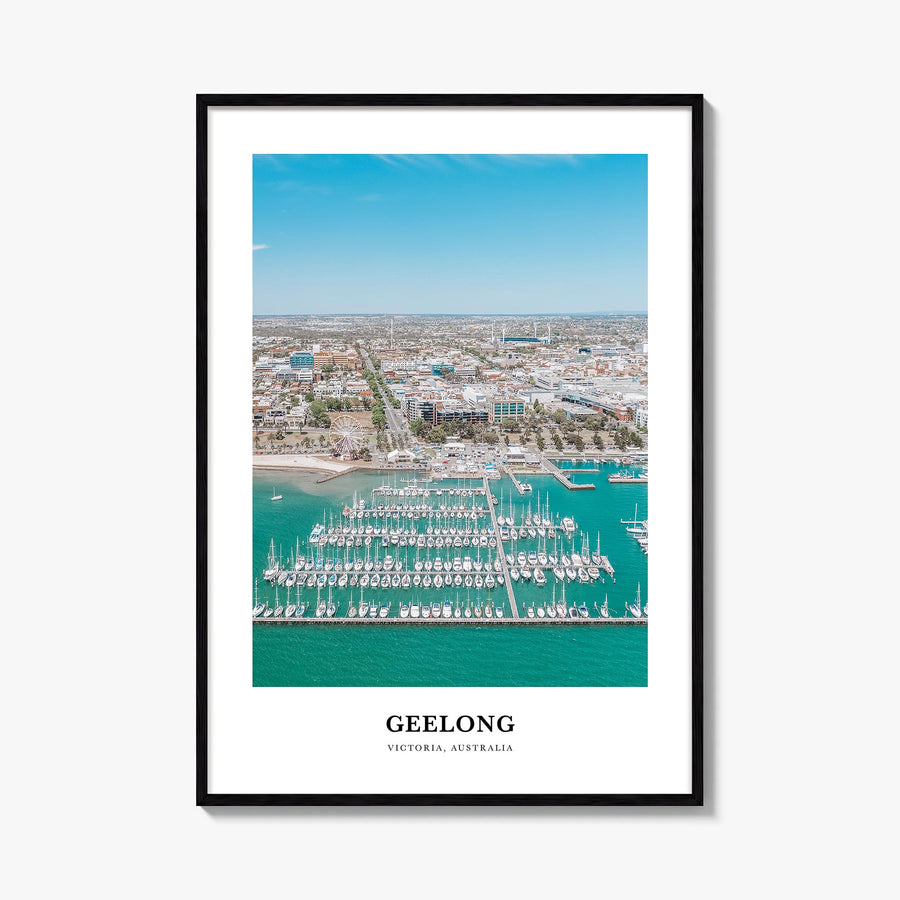 Geelong colorful classic poster of Australia – vertical wall art, unframed print shown in interior mockup