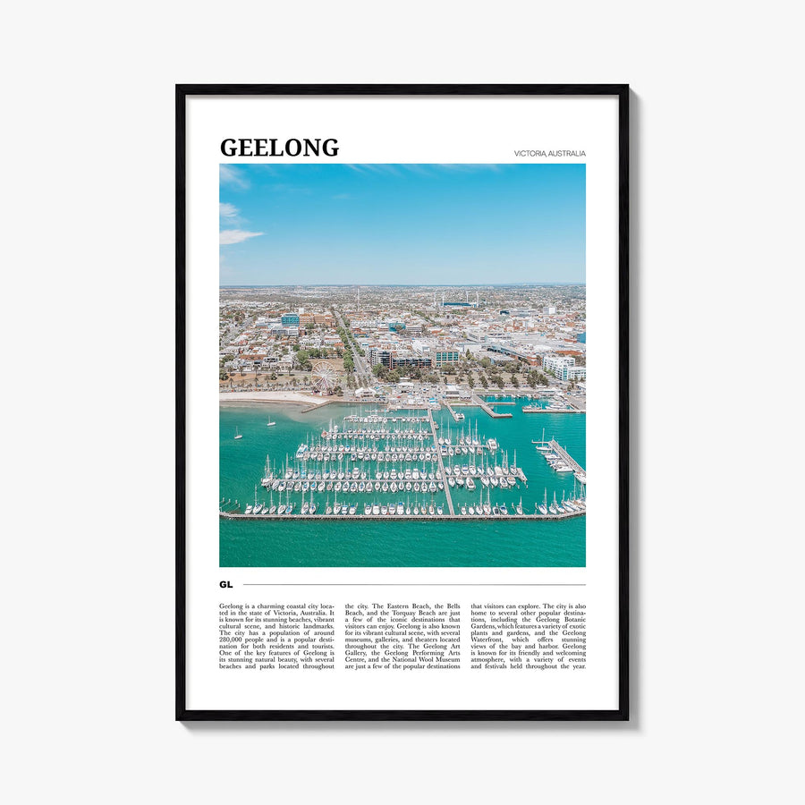 Geelong colorful travel poster of Australia – vertical wall art, unframed print shown in interior mockup