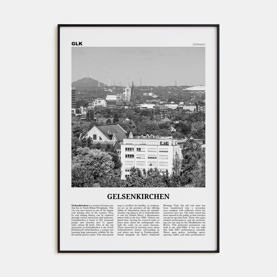 Gelsenkirchen Poster None / 8x12 in Nbourhood Travel B&W Poster