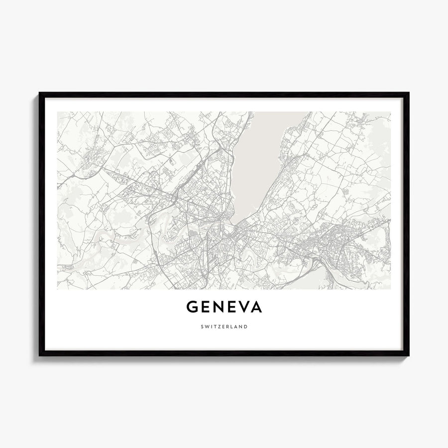 Geneva Map Poster, framed poster mockup