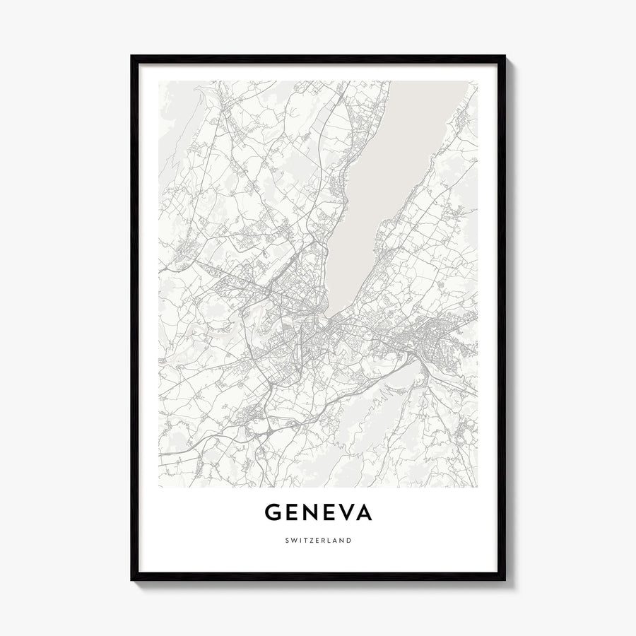 Geneva Map Poster, framed poster mockup