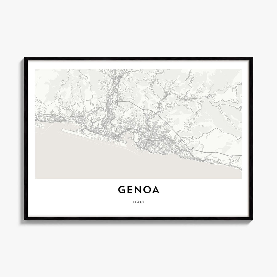 Genoa Map Poster, framed poster mockup