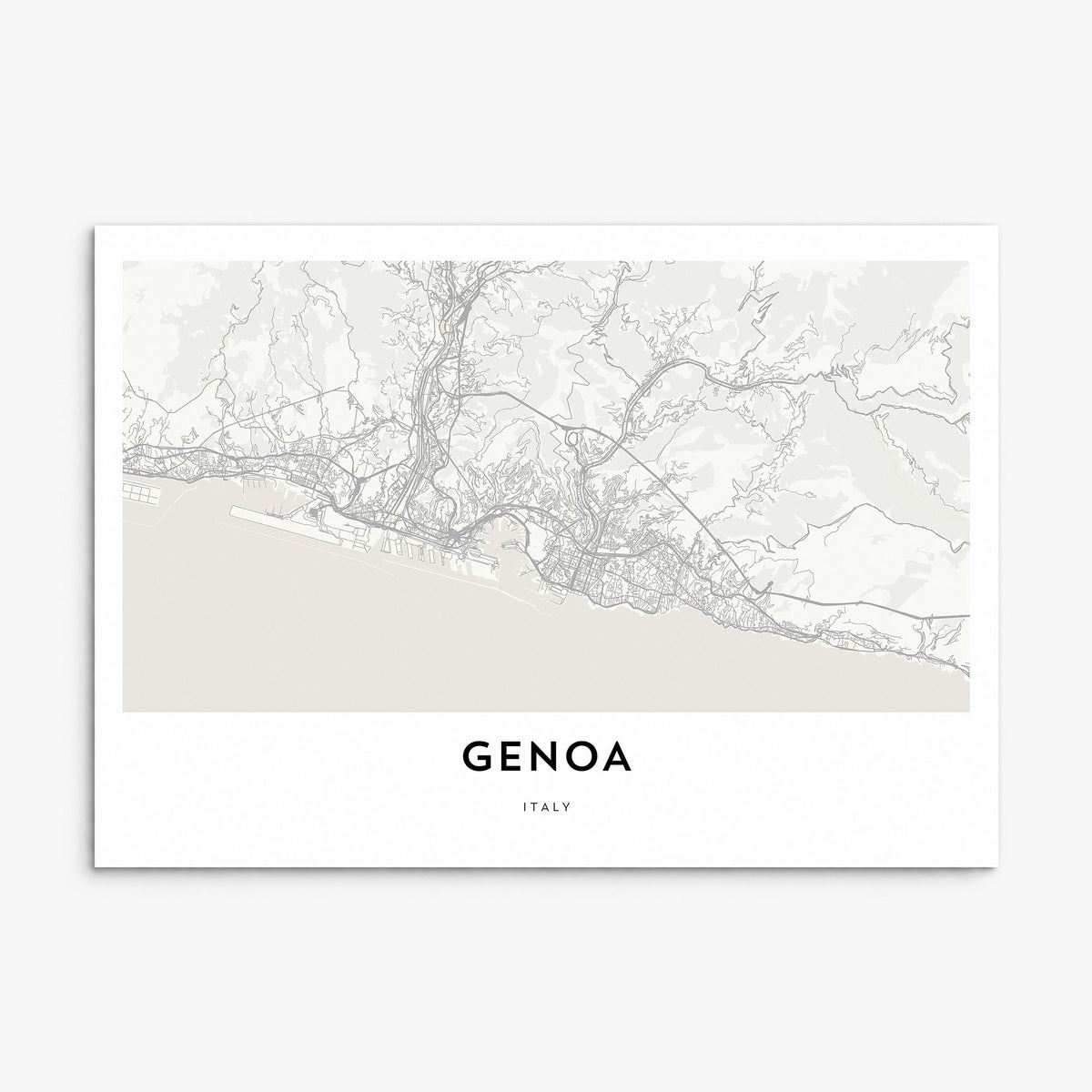 Genoa Map Poster, print only (unframed)