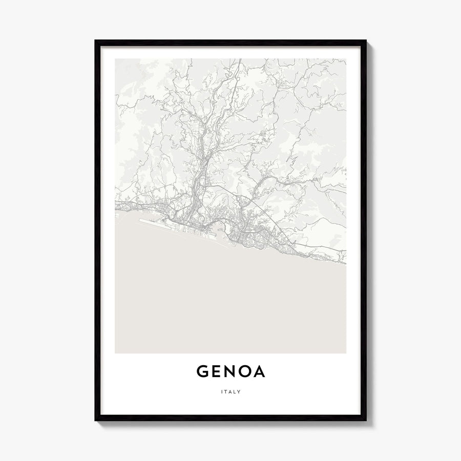 Genoa Map Poster, framed poster mockup
