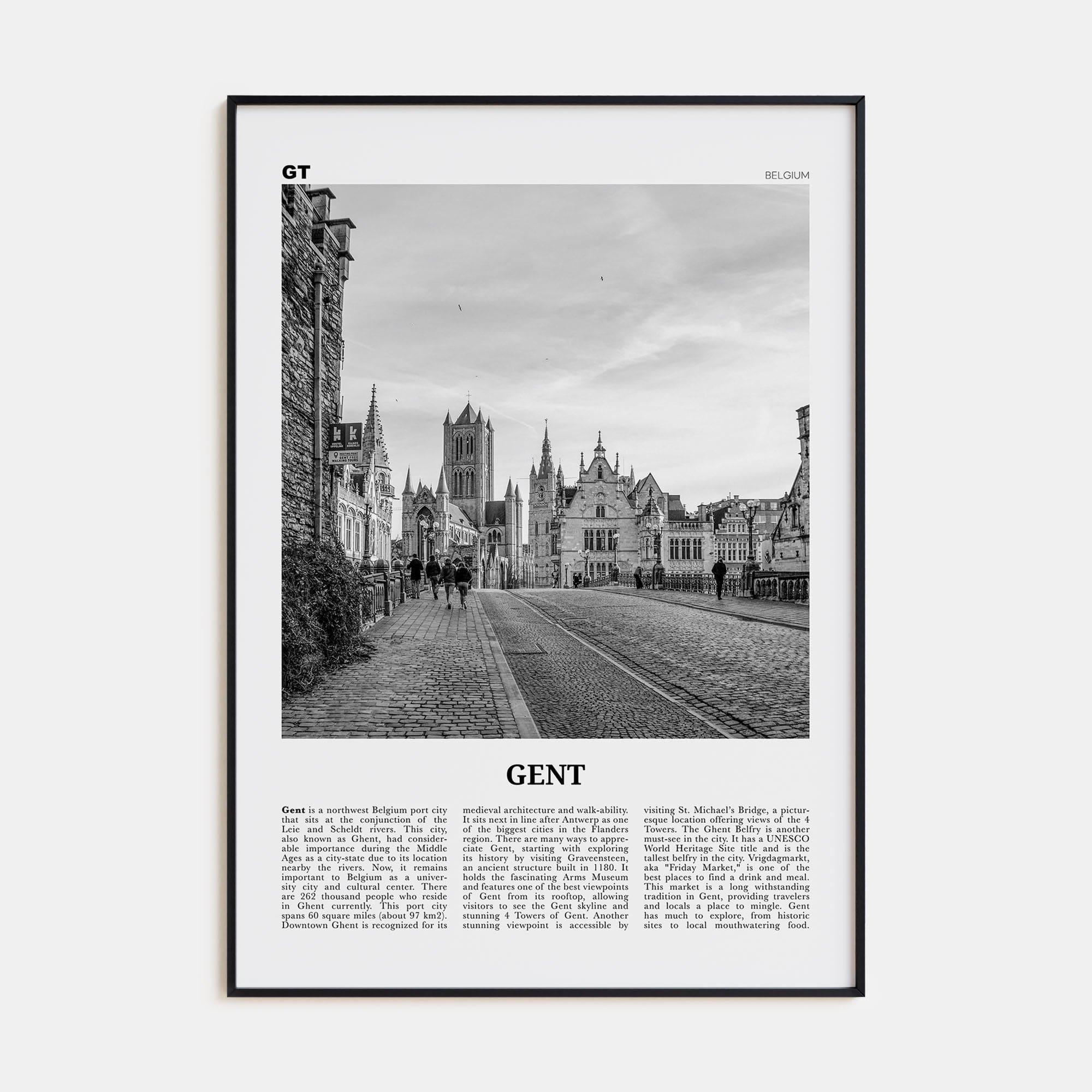 Gent Poster None / 8x12 in Nbourhood Travel B&W Poster