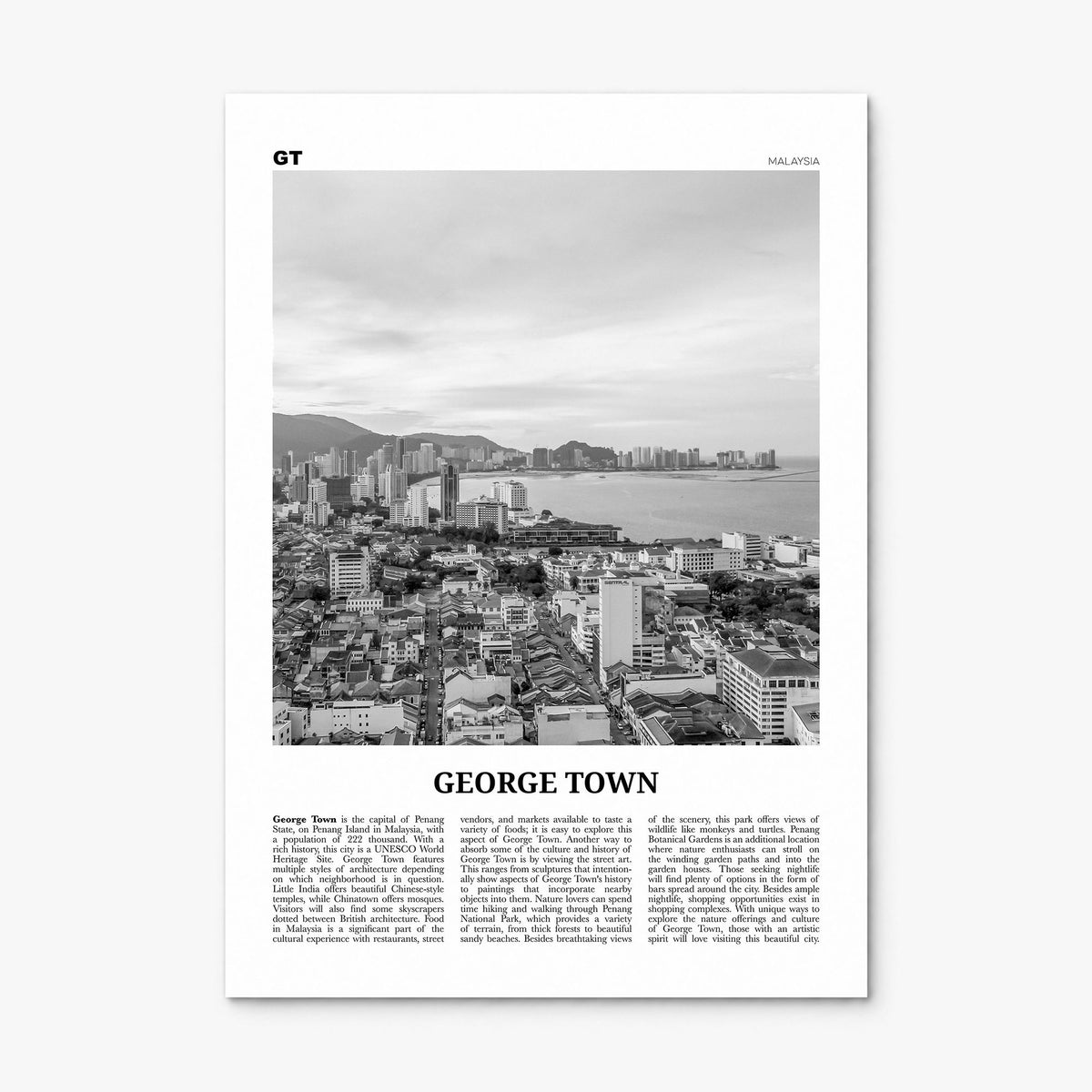 George Town, Malaysia Newspaper Poster, print only (unframed)