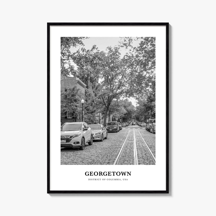 Georgetown, Washington, D.C. black & white classic poster of District of Columbia, USA – vertical wall art, unframed print sh