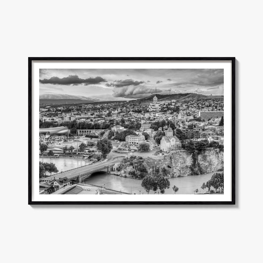 Georgia (Country) black & white photo poster of Georgia – horizontal wall art, unframed print shown in interior mockup