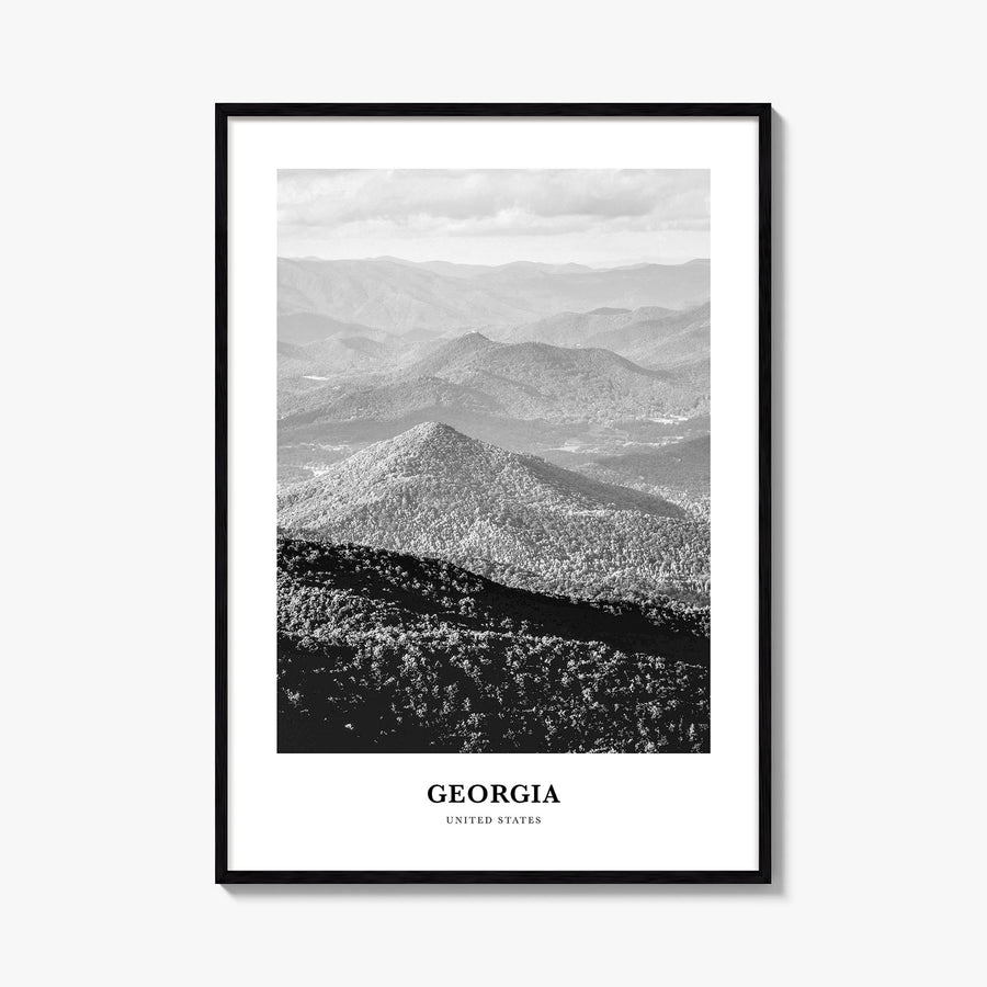 Georgia black & white classic poster of United States – vertical wall art, unframed print shown in interior mockup