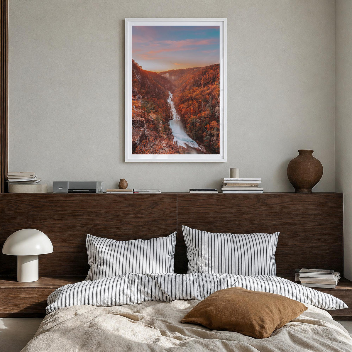 Georgia colorful photo poster of United States – vertical wall art in white wood frame with white border, hanging on wall