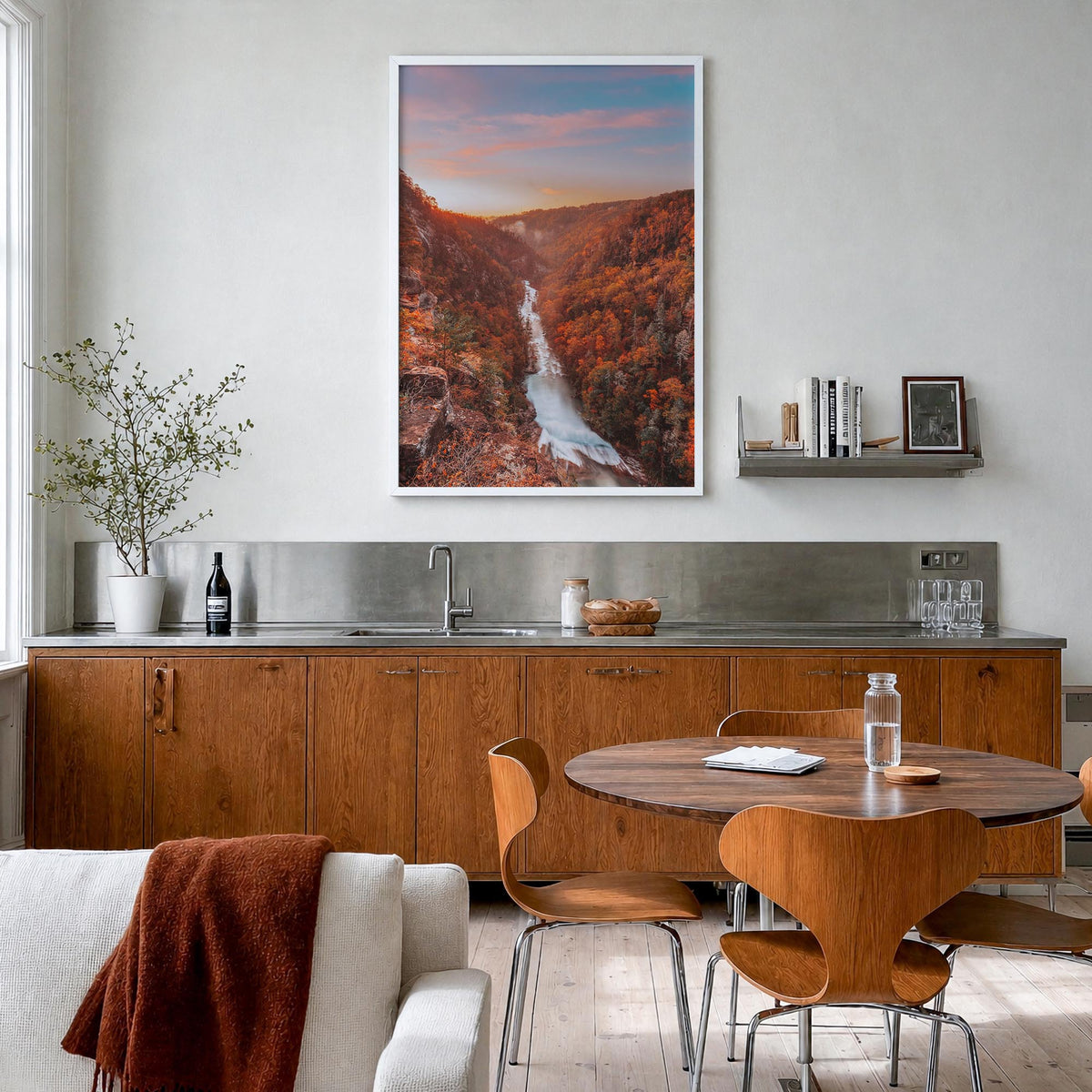 Georgia colorful photo poster of United States – vertical wall art in white wood frame, hanging on wall
