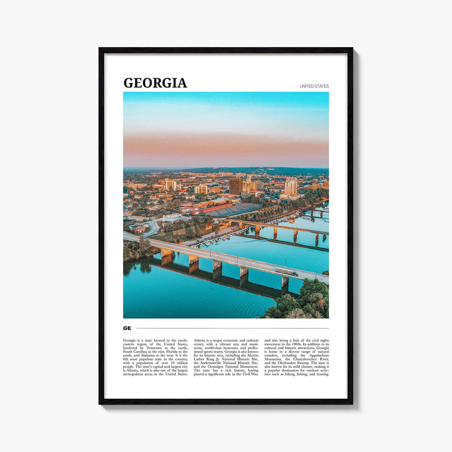 Georgia colorful travel poster of United States – vertical wall art, unframed print shown in interior mockup