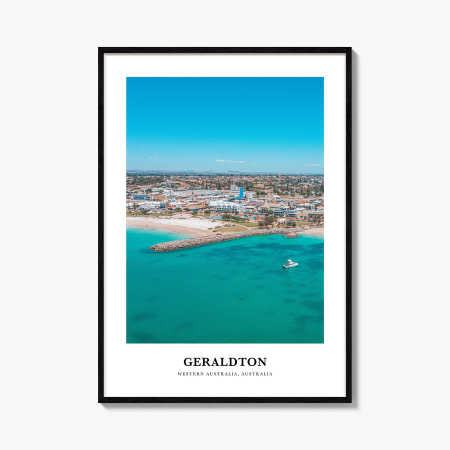Geraldton colorful classic poster of Australia – vertical wall art, unframed print shown in interior mockup