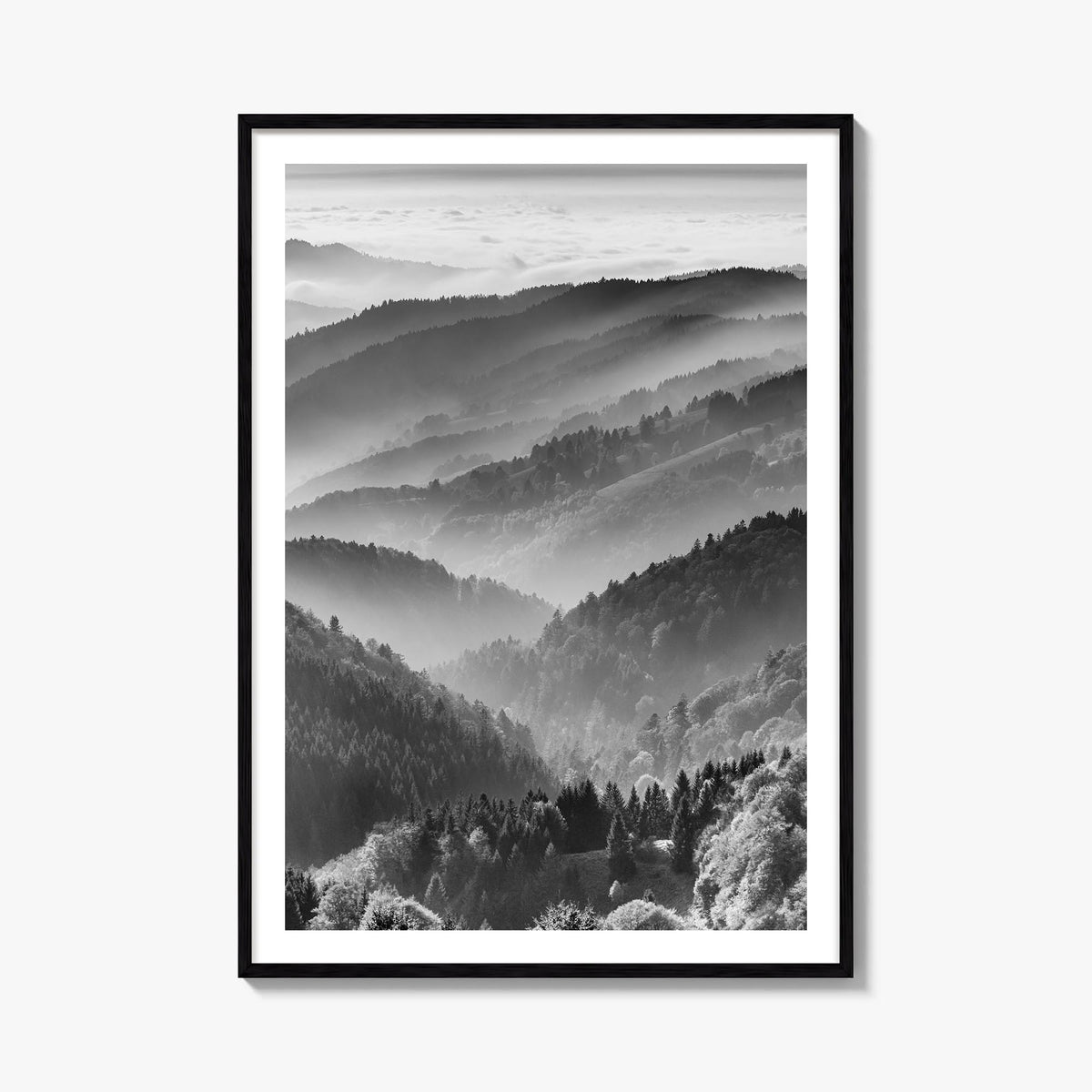 Germany black & white photo poster of Europe – vertical wall art, unframed print shown in interior mockup