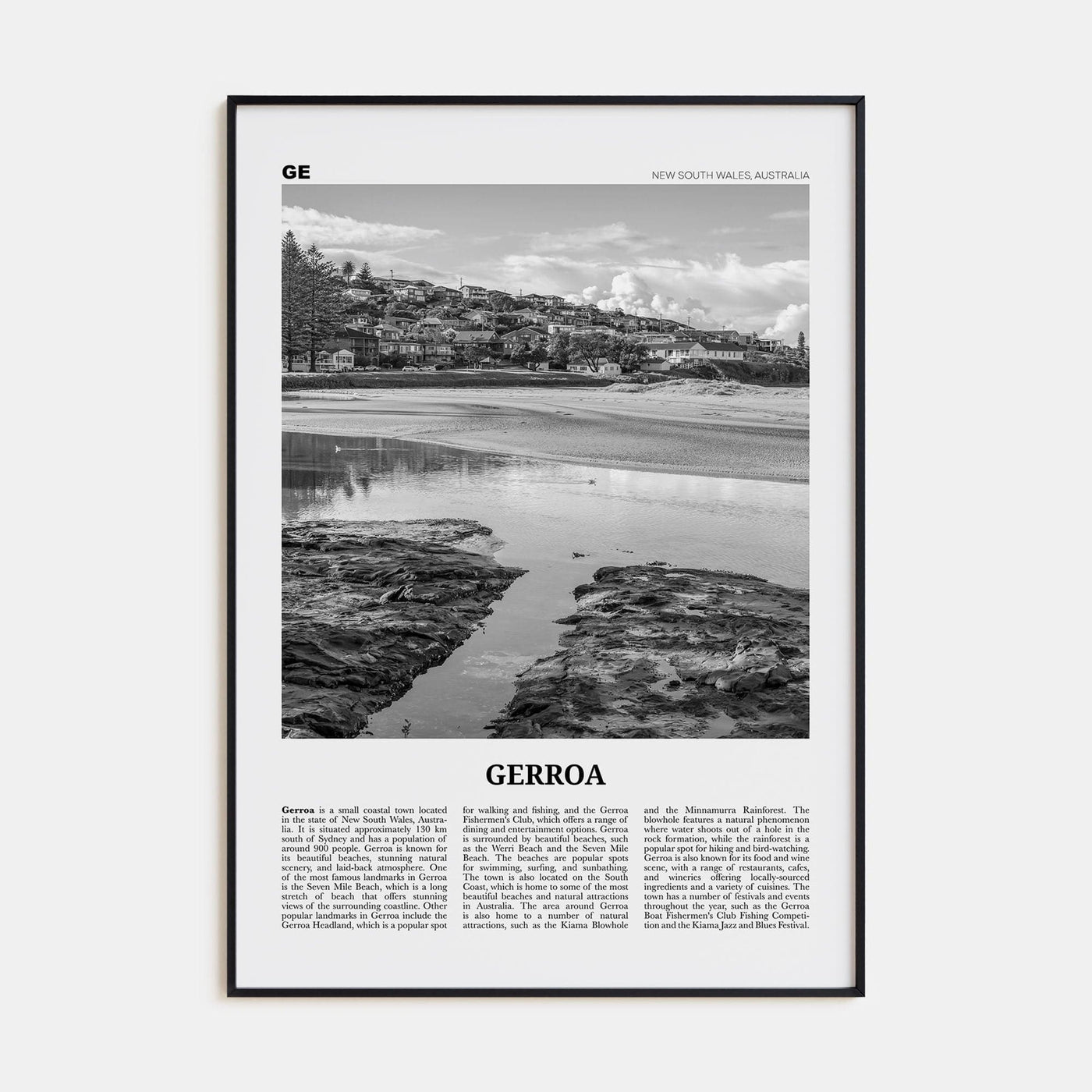 Gerroa Poster None / 8x12 in Nbourhood Travel B&W Poster