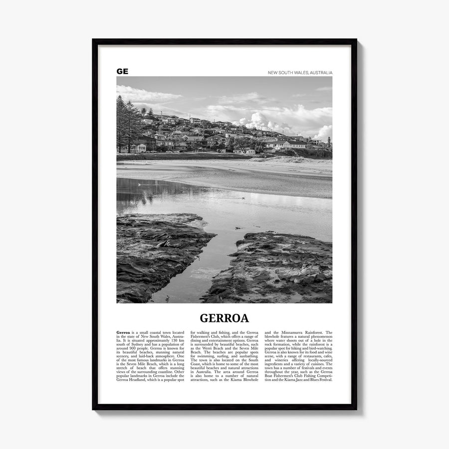 Gerroa Newspaper Poster, framed poster mockup