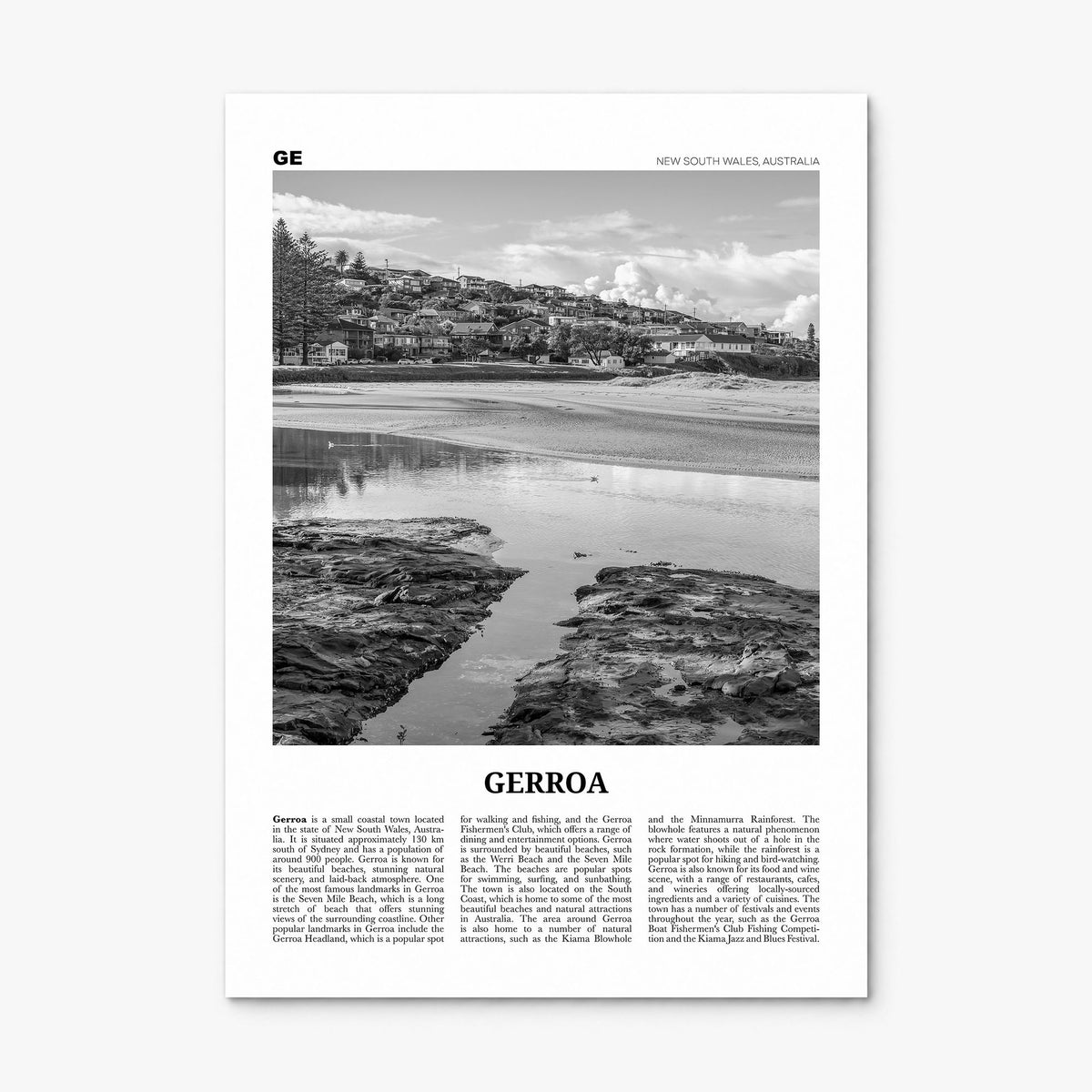 Gerroa Newspaper Poster, print only (unframed)