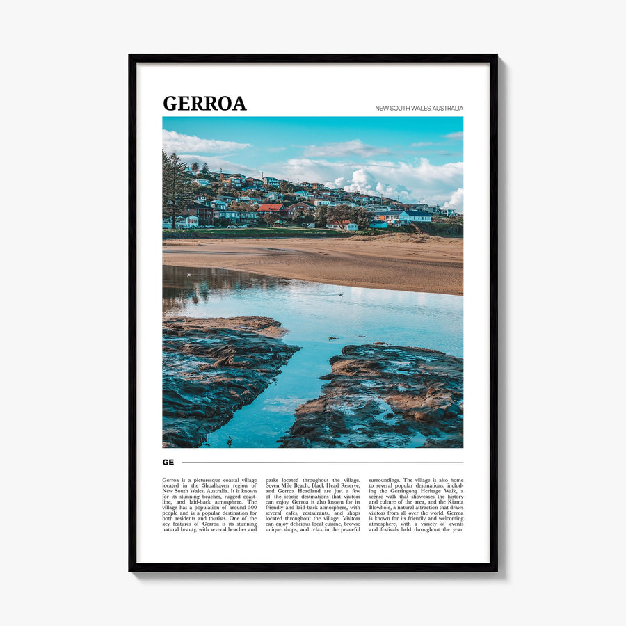 Gerroa Travel Poster, framed poster mockup