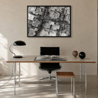 Ghana black & white photo poster of Africa – horizontal wall art in black wood frame, hanging on wall