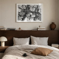 Ghana black & white photo poster of Africa – horizontal wall art in white wood frame with white border, hanging on wall