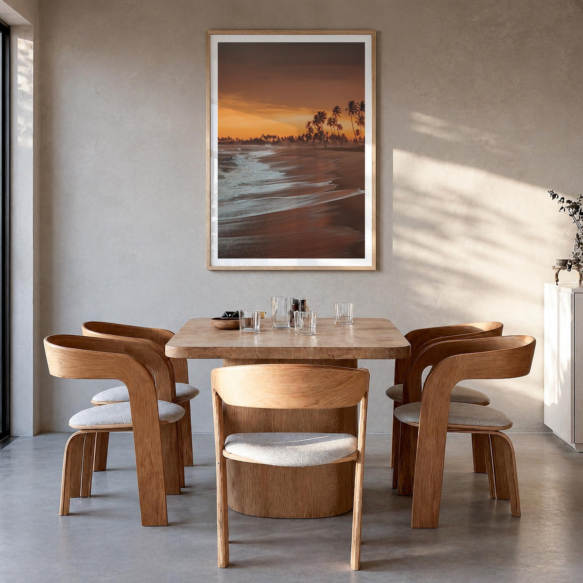 Ghana colorful photo poster of Africa – vertical wall art in natural wood frame with white border, hanging on wall