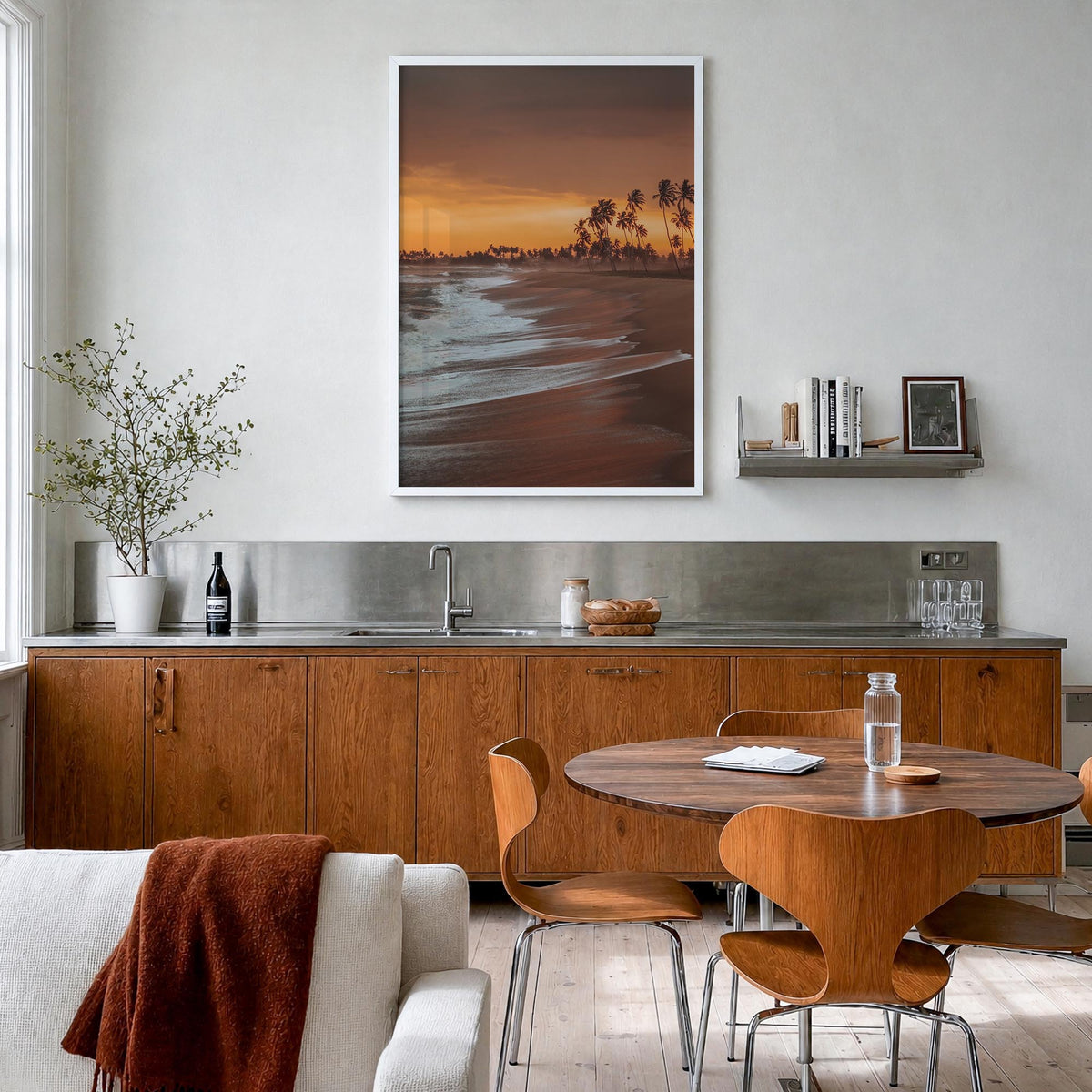 Ghana colorful photo poster of Africa – vertical wall art in white wood frame, hanging on wall