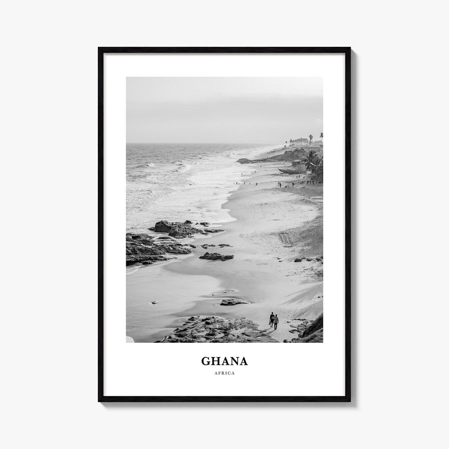 Ghana no. 1 black & white classic poster of Africa – vertical wall art, unframed print shown in interior mockup