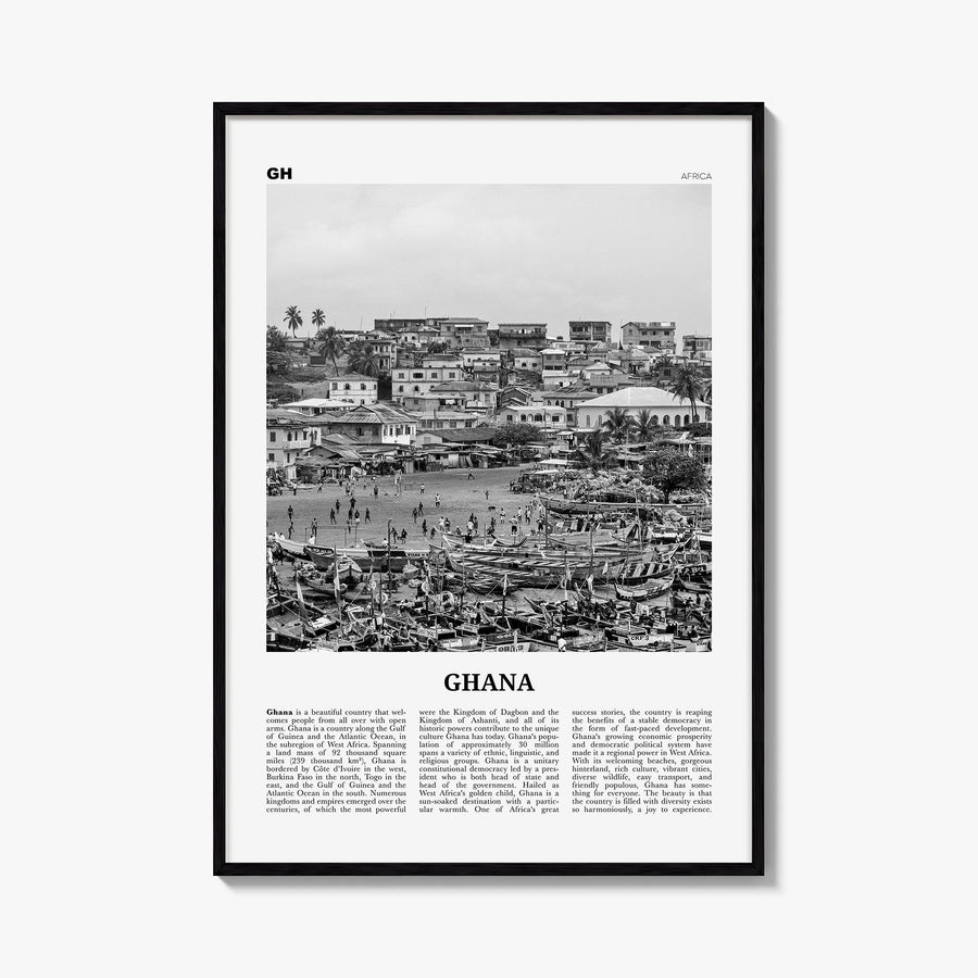 Ghana no. 1 black & white newspaper poster of Africa – vertical wall art, unframed print shown in interior mockup