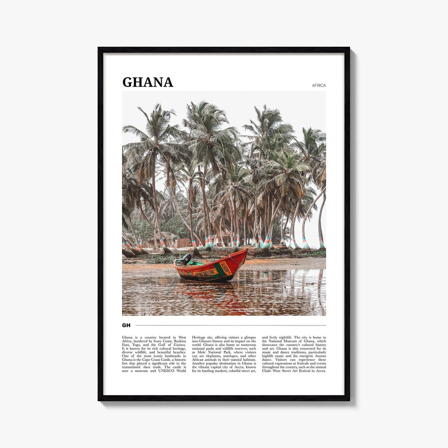 Ghana no. 1 colorful travel poster of Africa – vertical wall art, unframed print shown in interior mockup