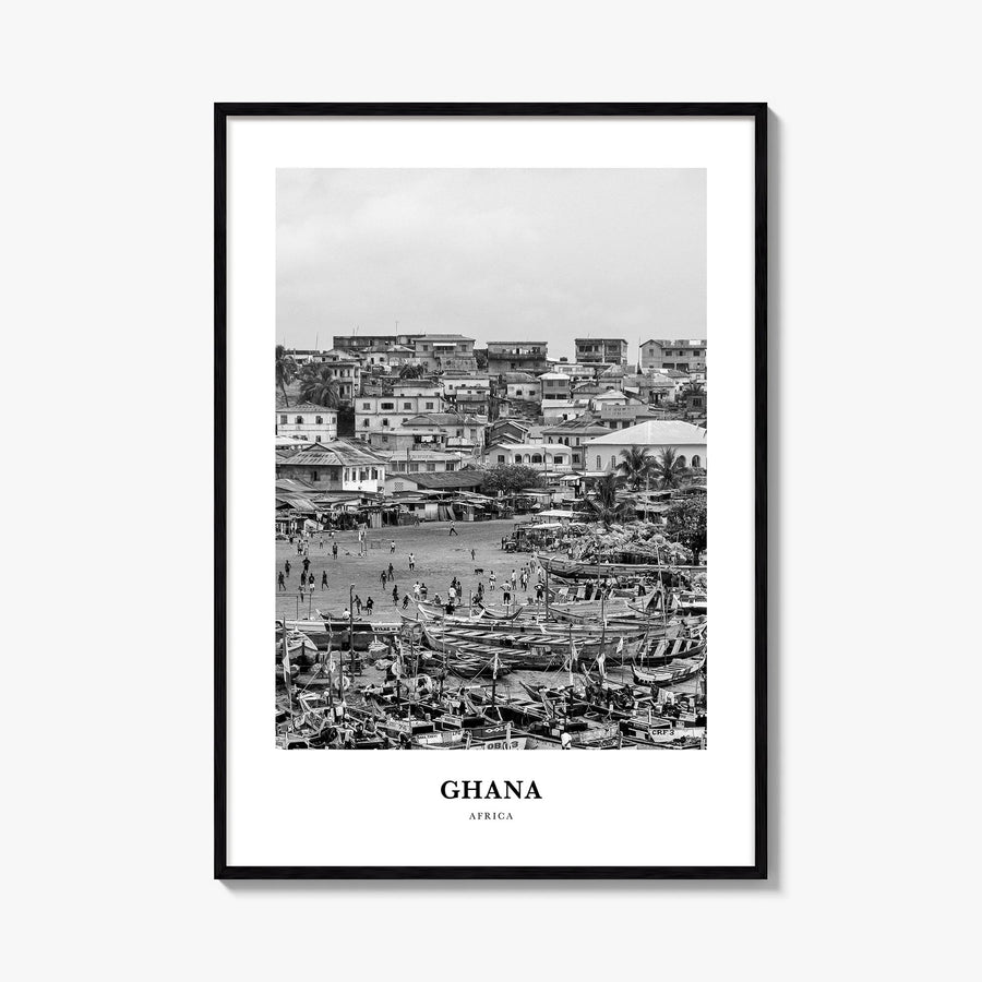 Ghana no. 2 black & white classic poster of Africa – vertical wall art, unframed print shown in interior mockup