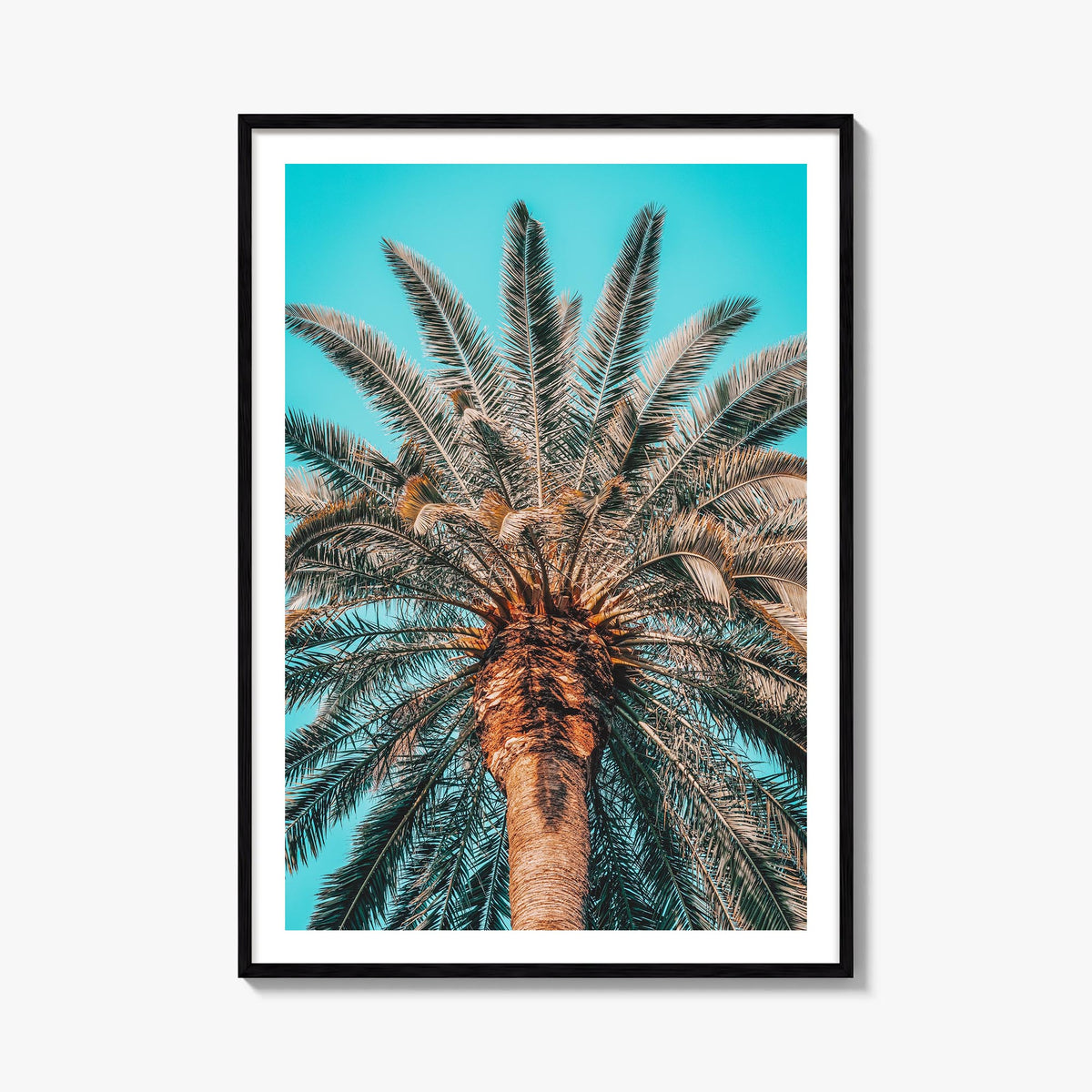Giant Palm Tree colorful photo poster – vertical wall art, unframed print shown in interior mockup