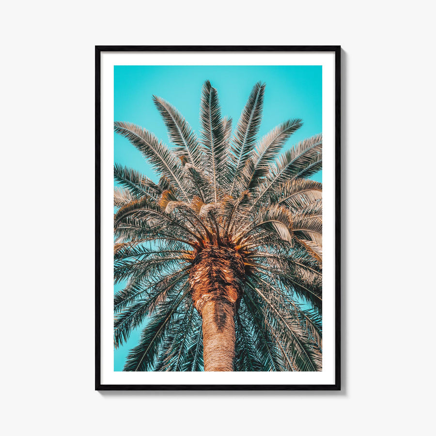 Giant Palm Tree colorful photo poster – vertical wall art, unframed print shown in interior mockup